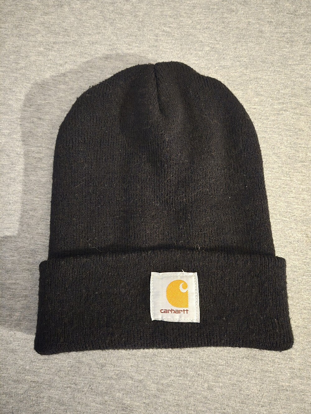 Carhartt Black Beanie with Gold Logo Patch
